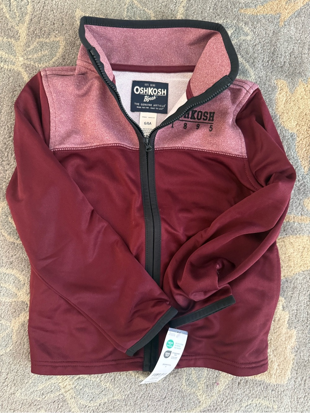 OshKosh B'gosh Maroon and Heathered Rose Zip-Up Hoodie